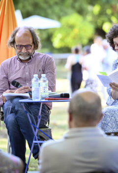 Marie-Hélène Lafon, Eric Des Garets, château Siaurac, festival Littérature en jardin le 28 juin 2025